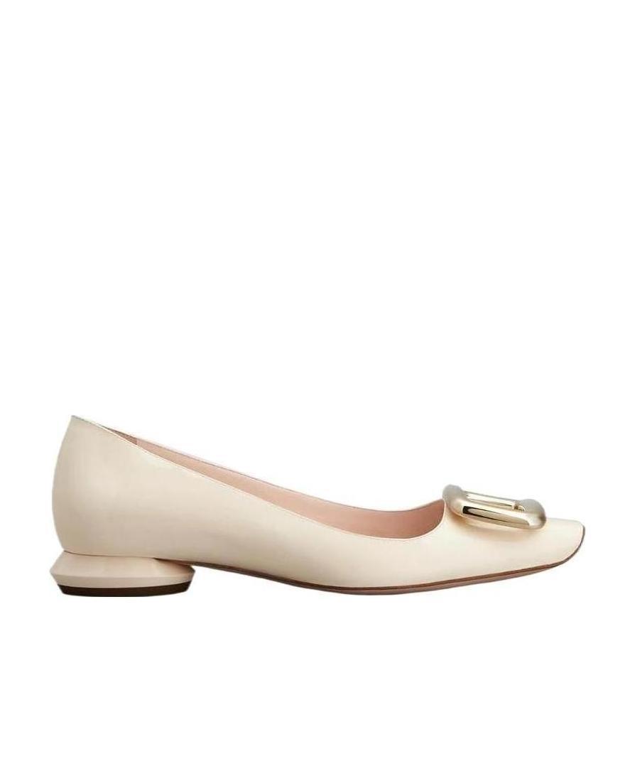 Roger Vivier Strass Heel Ballerina Flats In Patent Leather In Nude