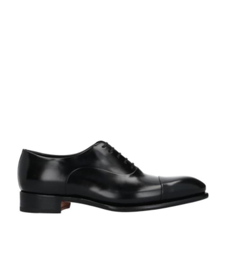 Santoni Round Toe Slip-on Oxford Shoes In Black
