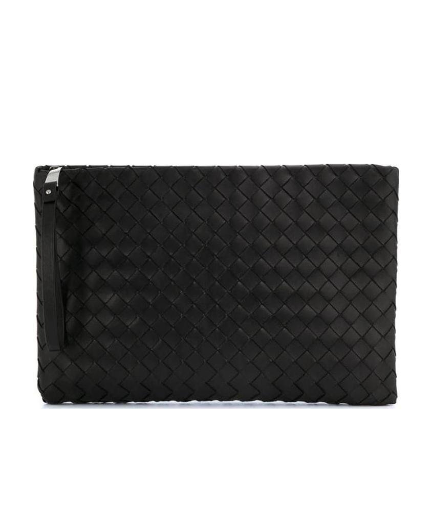 Bottega Veneta Large Intrecciato Pouch In Black