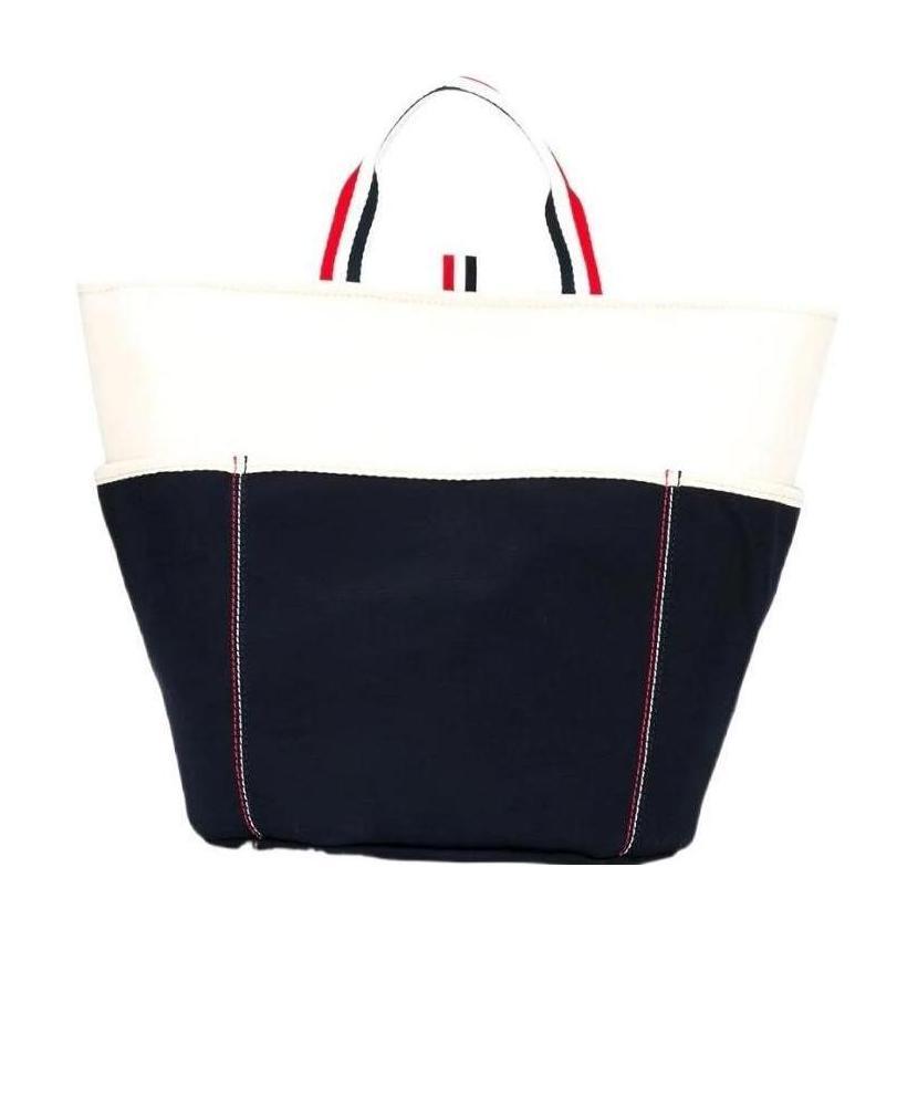 Thom Browne Large Double-face Canvas Tote Bag In Black