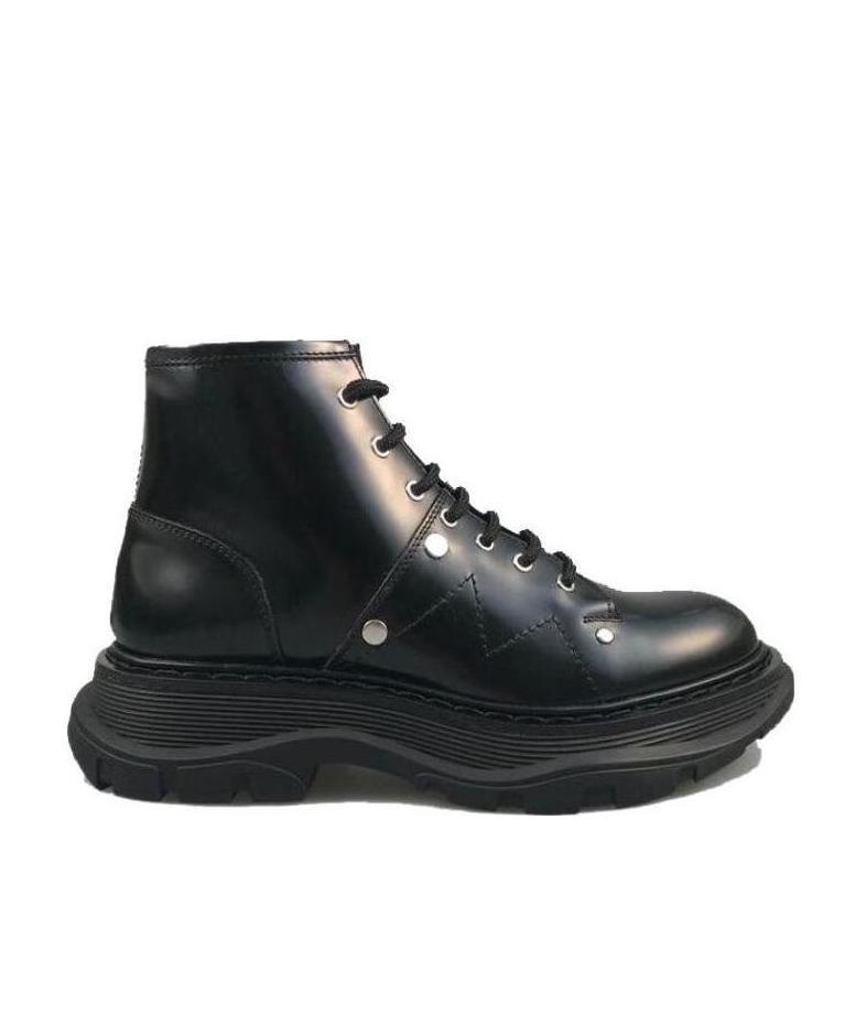 Alexander Mcqueen Tread Lace-up Boots In Black