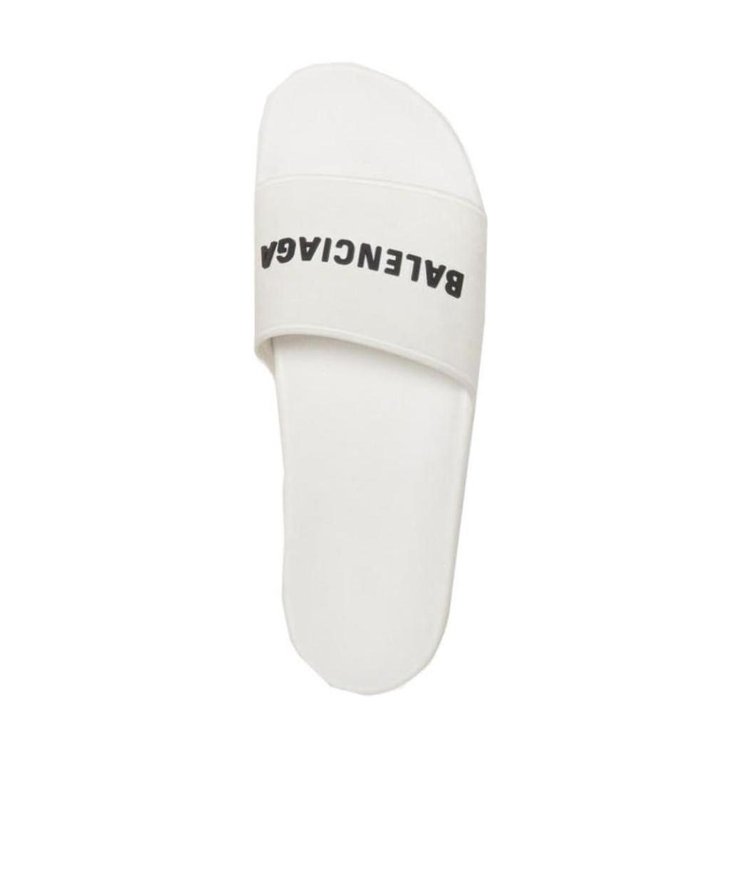 Balenciaga Lettering Logo Pool Slides In White