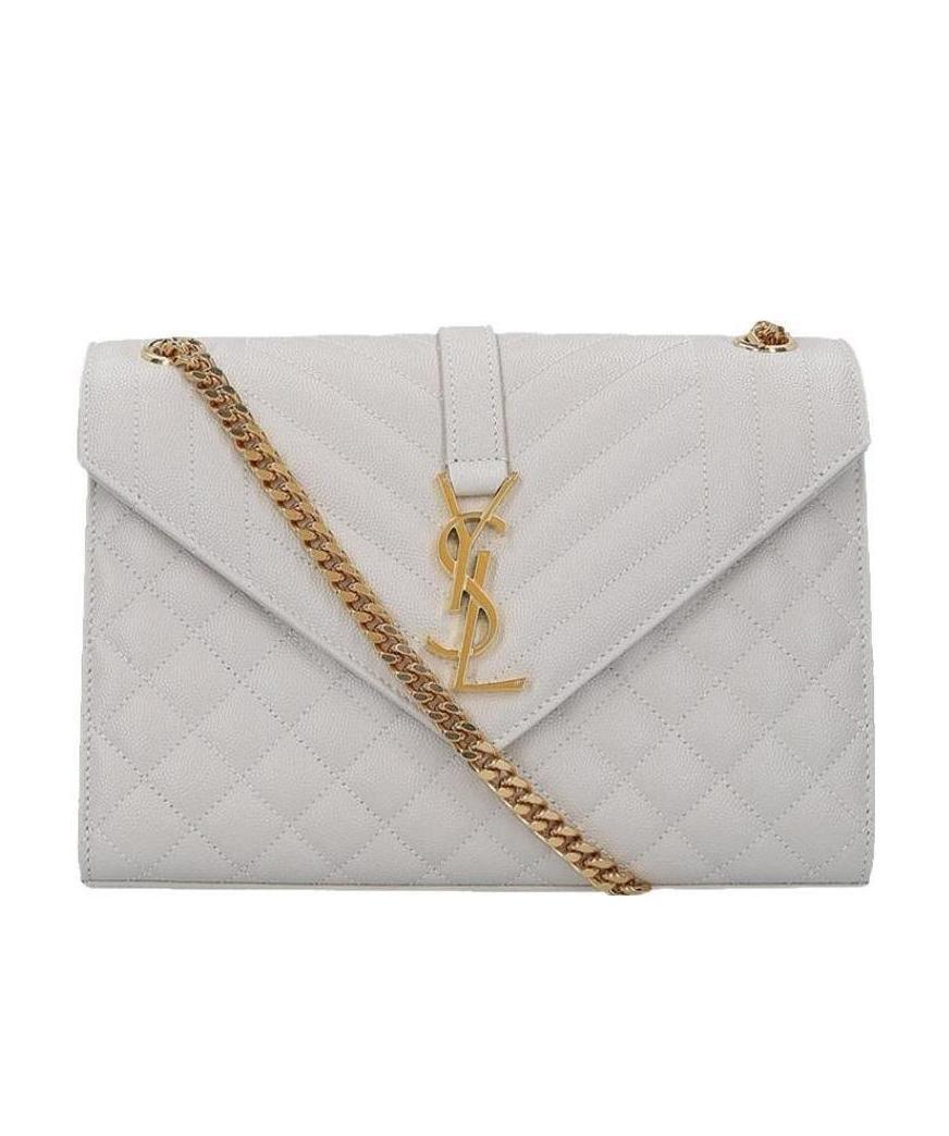 Saint Laurent Medium Envelope Shoulder Bag In White