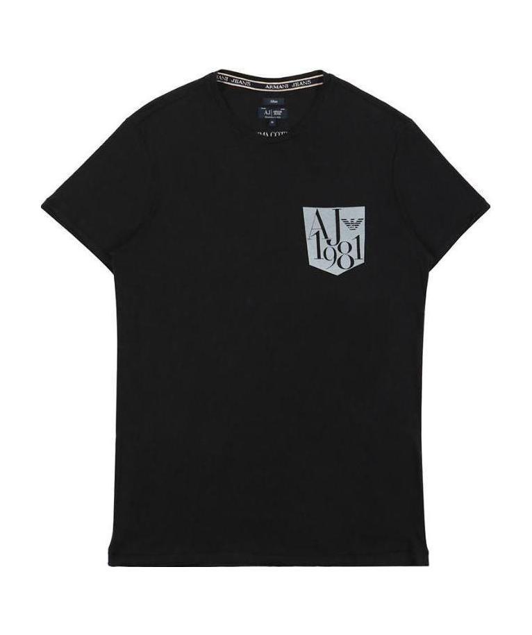 Armani Jeans Round-necked Logo T-shirt In Black