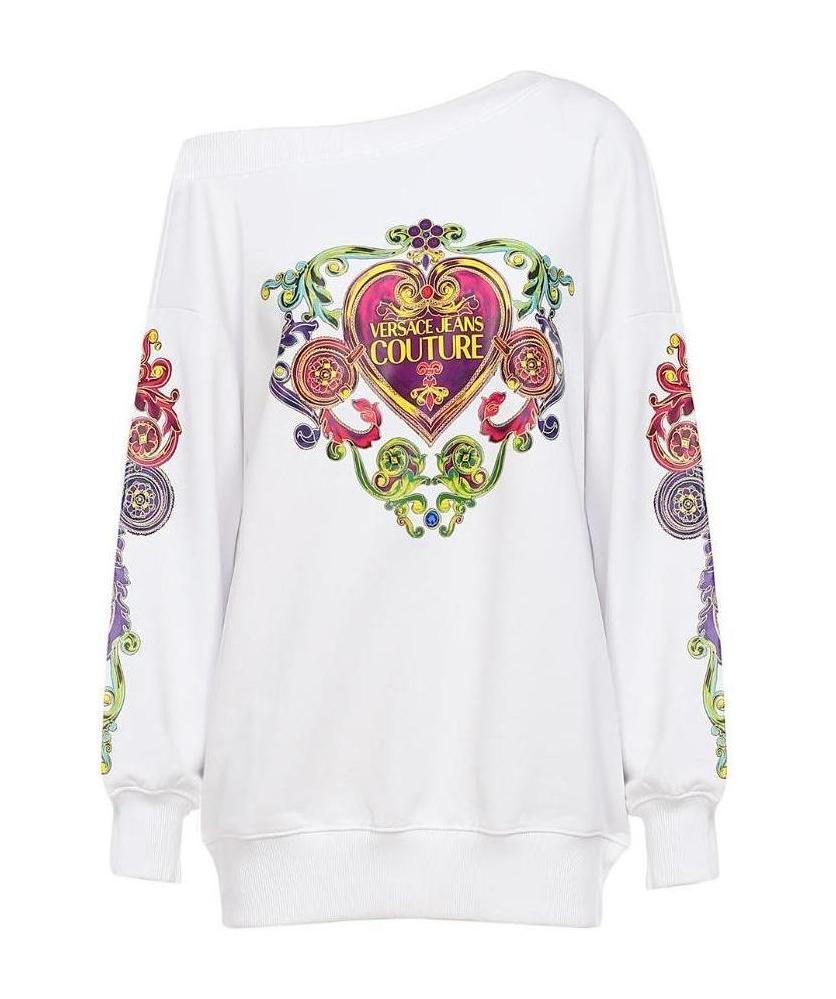 Versace Jeans Printed Detail Hoodie In White