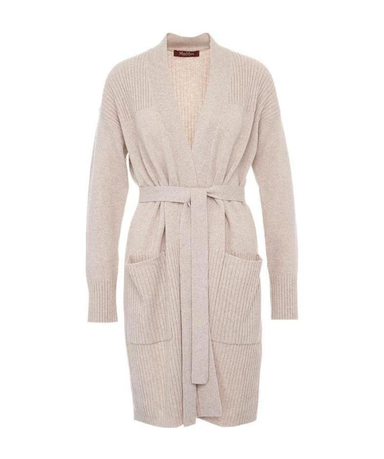 Max Mara Tie A Cardigan With Details In Nude