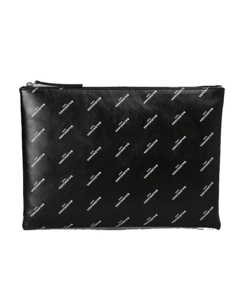 Balenciaga Logo Pattern Handbag In Black
