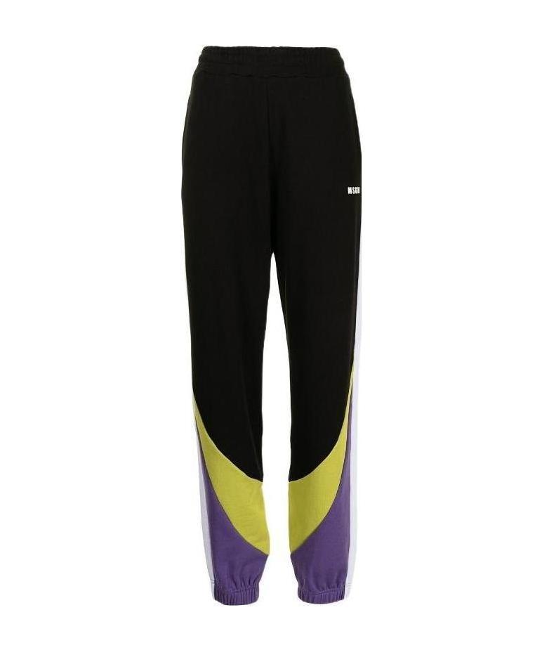 Msgm Colour-block Track Pants In Black
