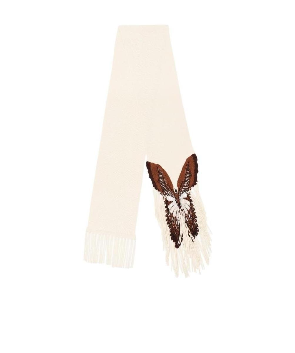Chloé Butterfly Lace Trimmed Scarf In White