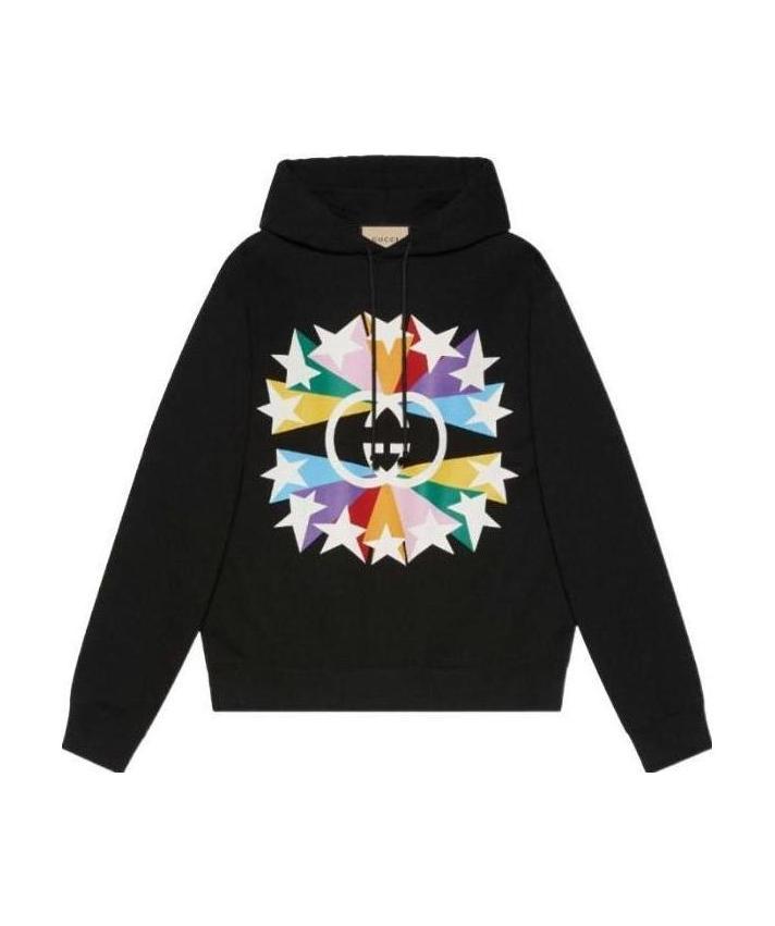 Gucci Interlocking G Graphic-print Hoodie In Black