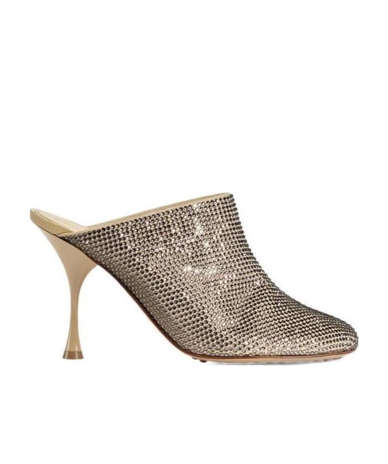 Bottega Veneta Sparkle Dot Sock Mule In Nude