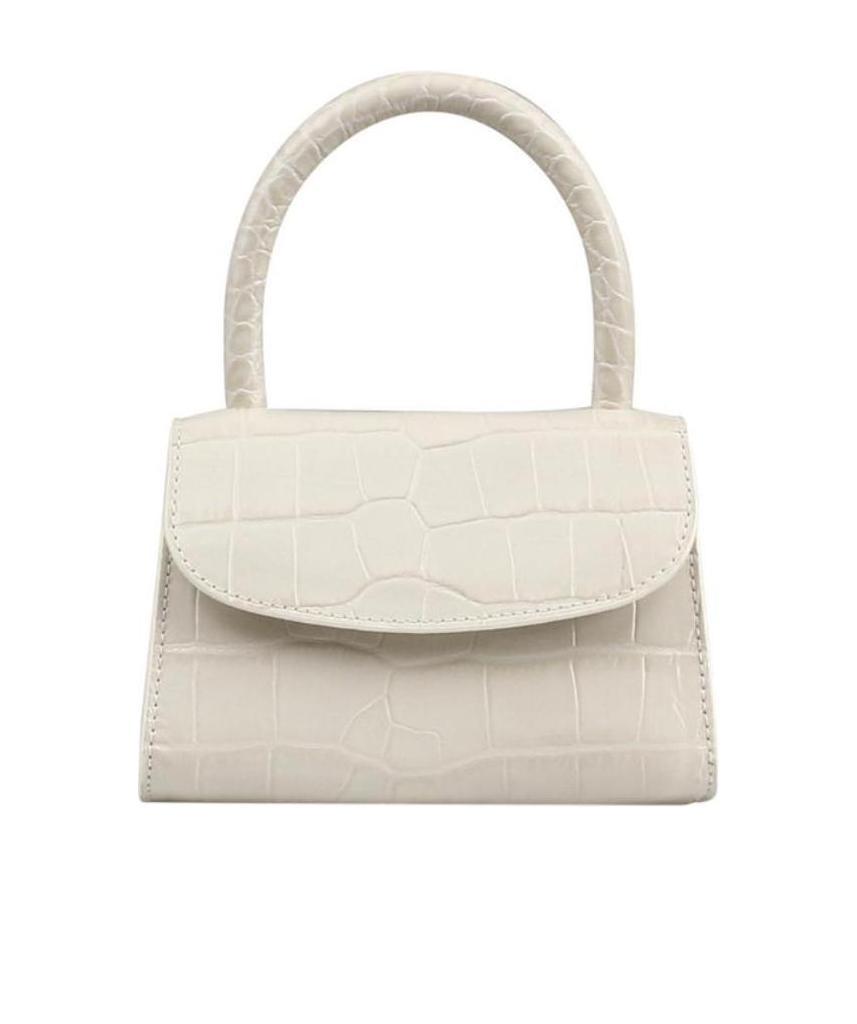 By Far Mini Alligator Embossed Handbag In White