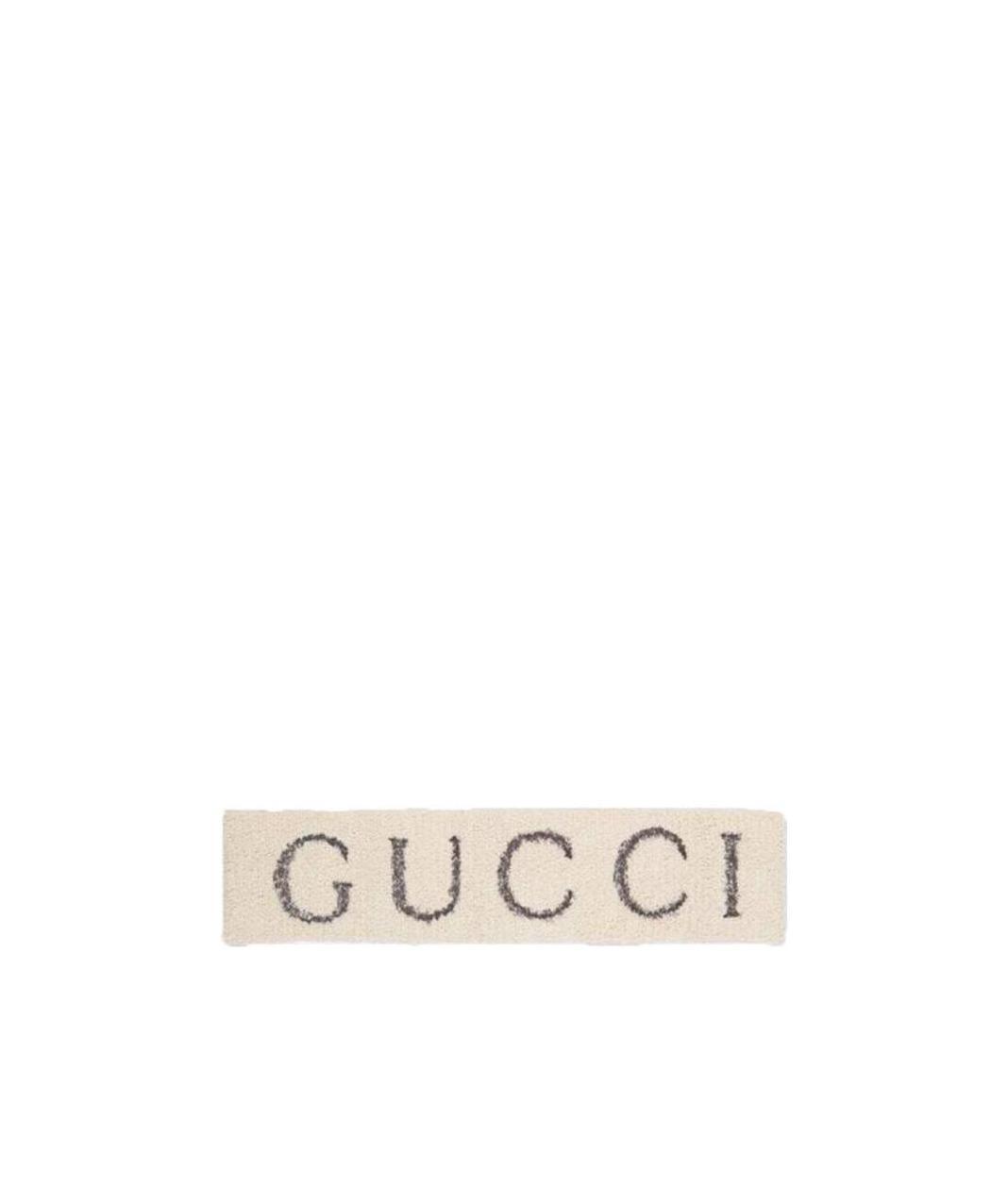 Gucci White Stretch Knit Logo Headband In White