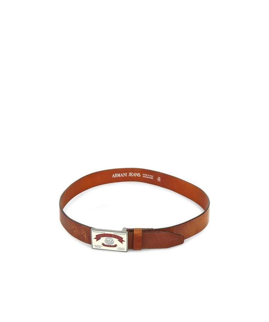 Armani Jeans Logo Belt In Brown
