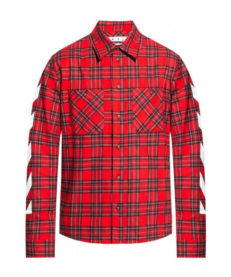 Off-white Diag Checked Flannel Shirt In Red