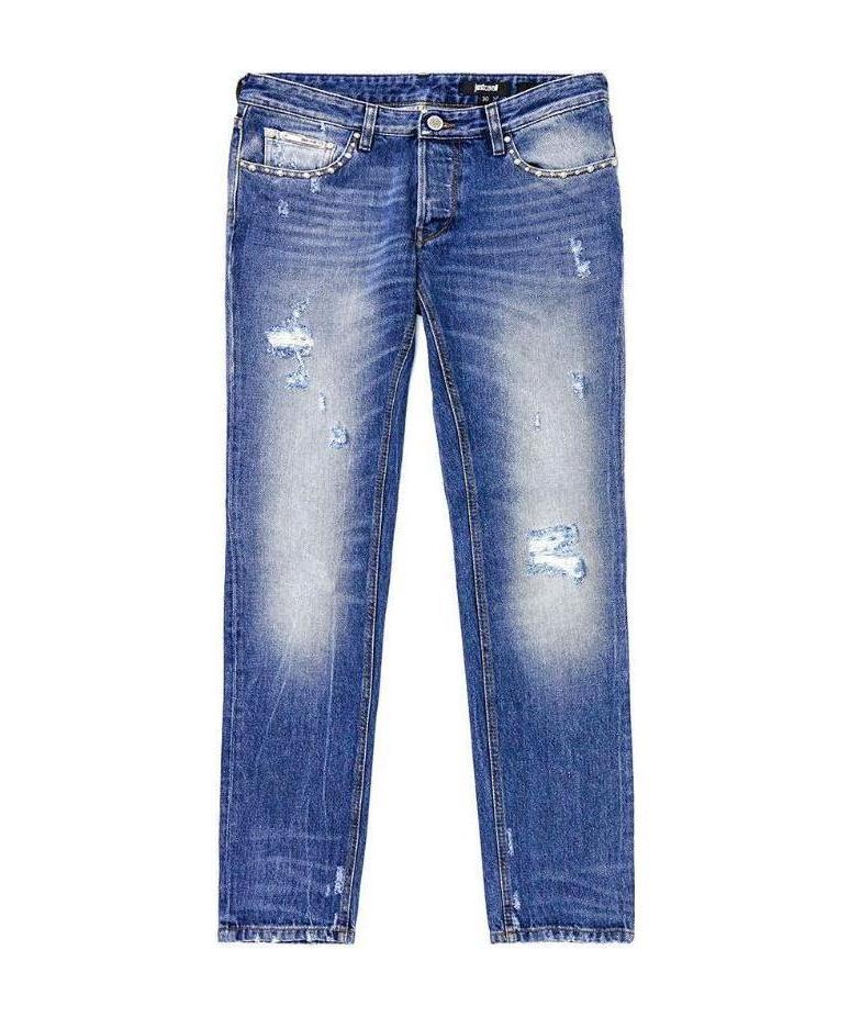 JUST CAVALLI RIPPED JEANS WITH DETAILS