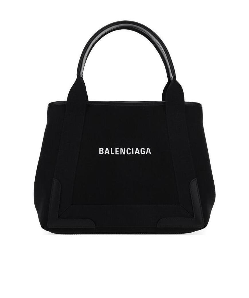 Balenciaga Navy Cabas Small Canvas Tote Bag In Black