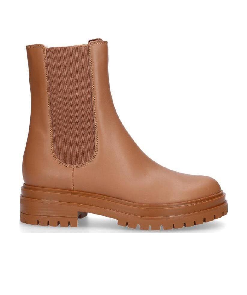 Gianvito Rossi Side Elastic Spliced Short Boots In Brown