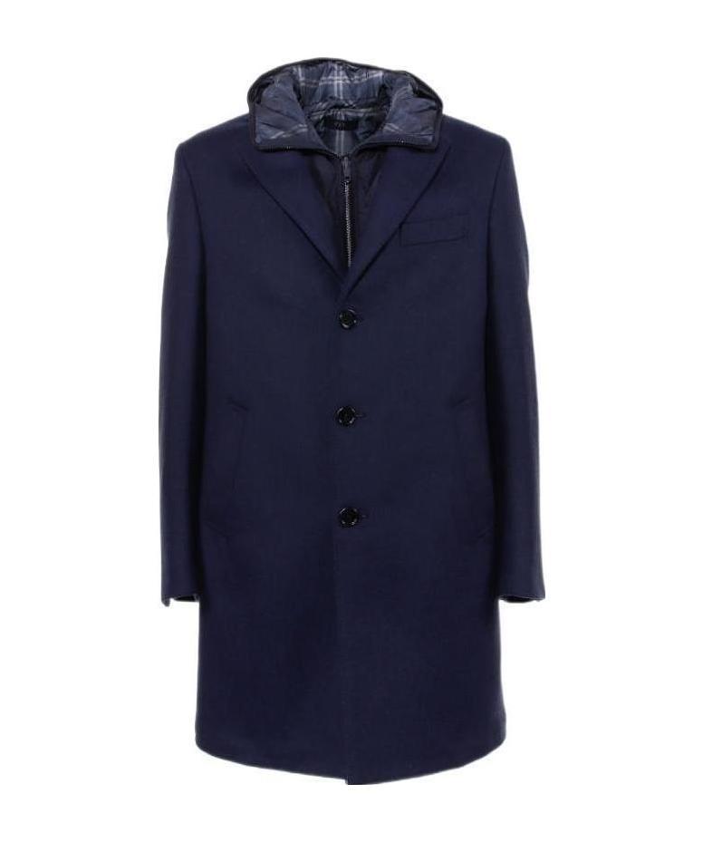 Fay Detachable Lining Single-breasted Coat In Black