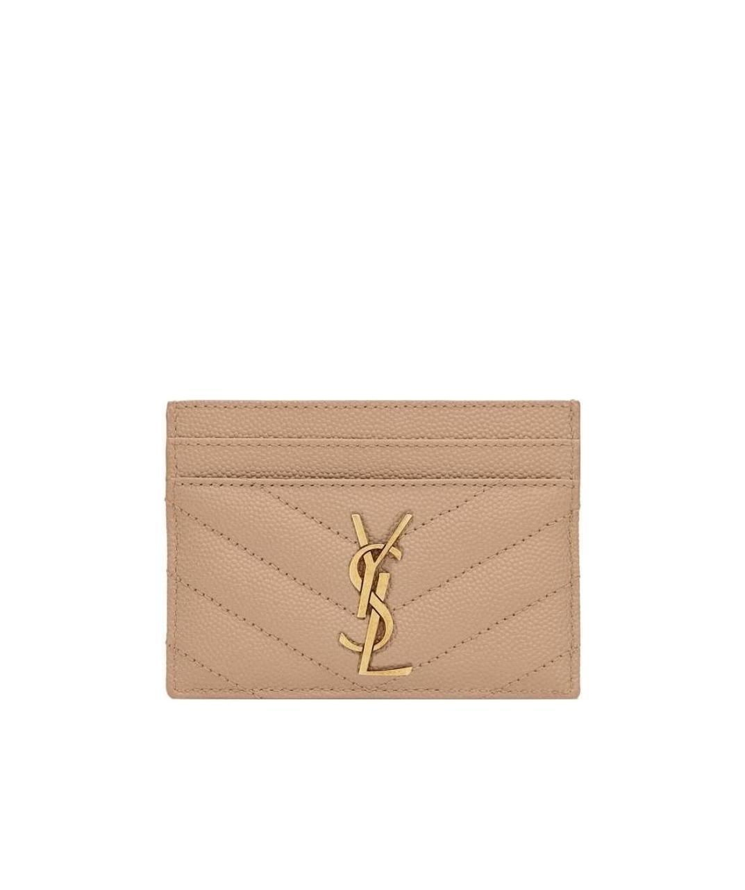 Saint Laurent Monogram Quilted Cardholder In Nude
