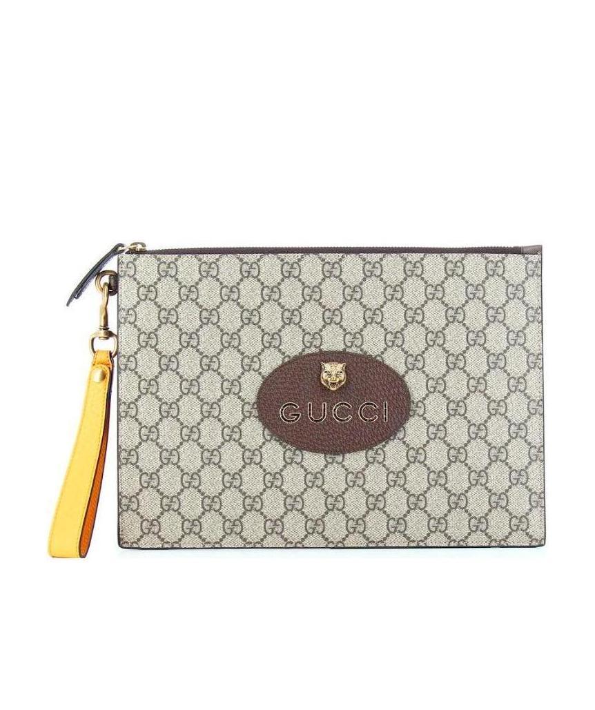 Gucci Neo Vintage Gg Supreme Pouch In Gray