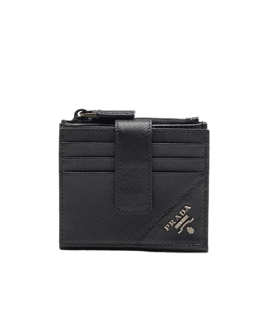 Prada Logo-lettering Saffiano Wallet In Black