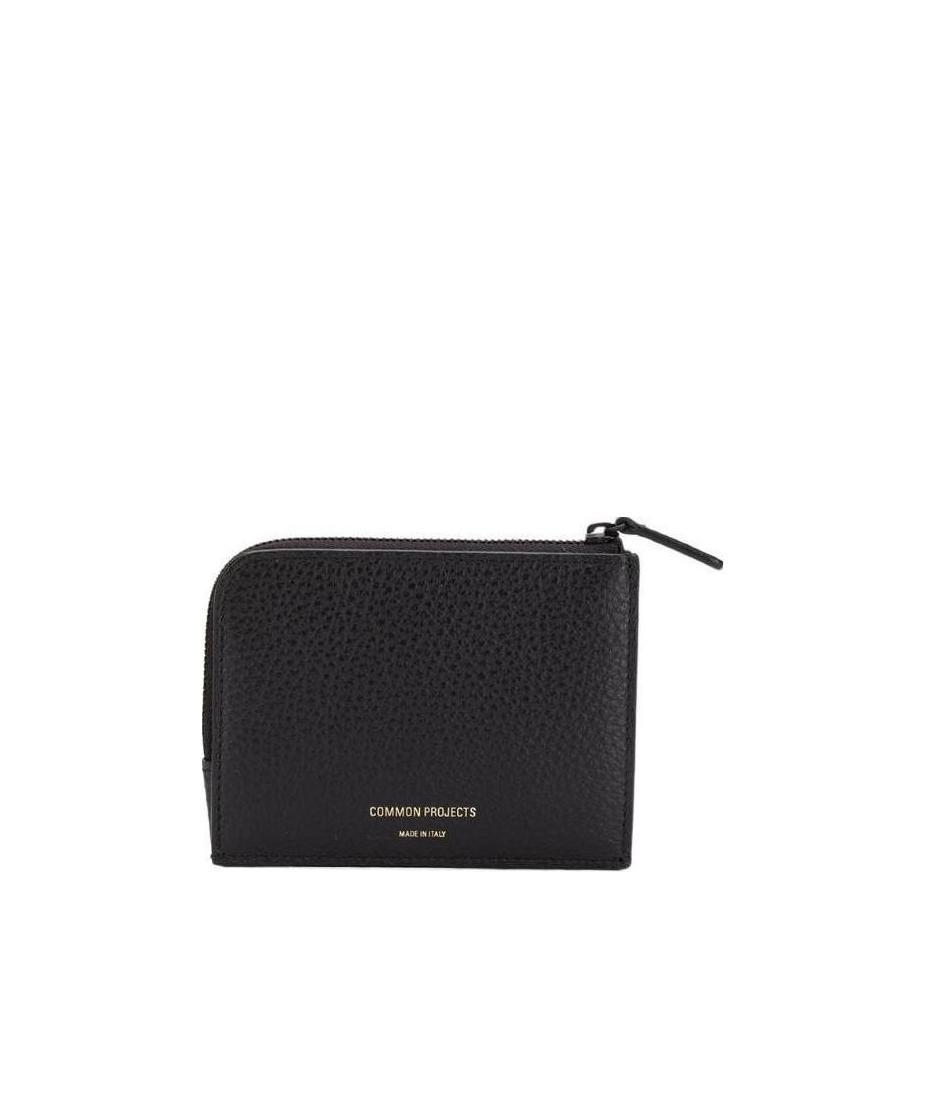 Common Projects Logo Zipped Wallet In Black