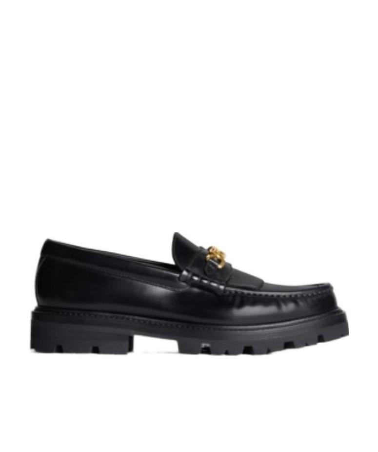 Celine Universite Triomphe Chain Leather Loafer In Black