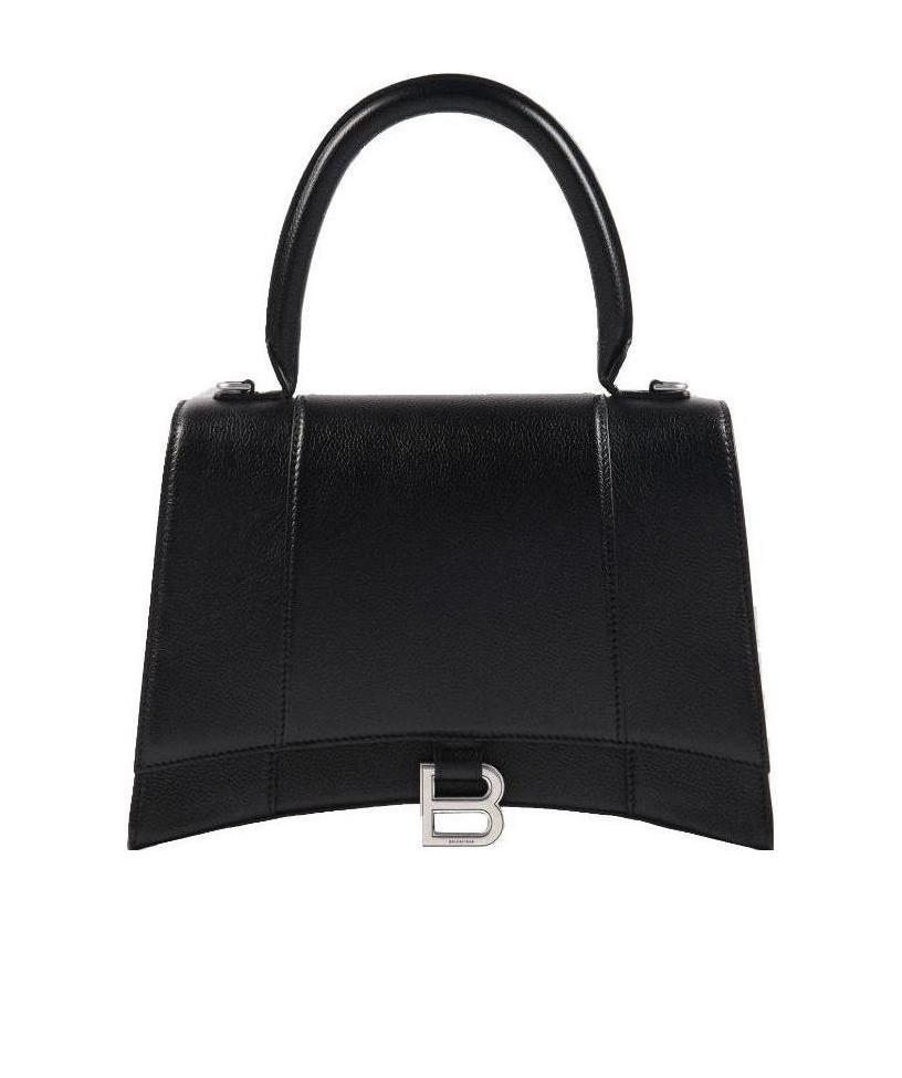 Balenciaga Hourglass Handbag With Structured Silhouette And Top Handle In Black