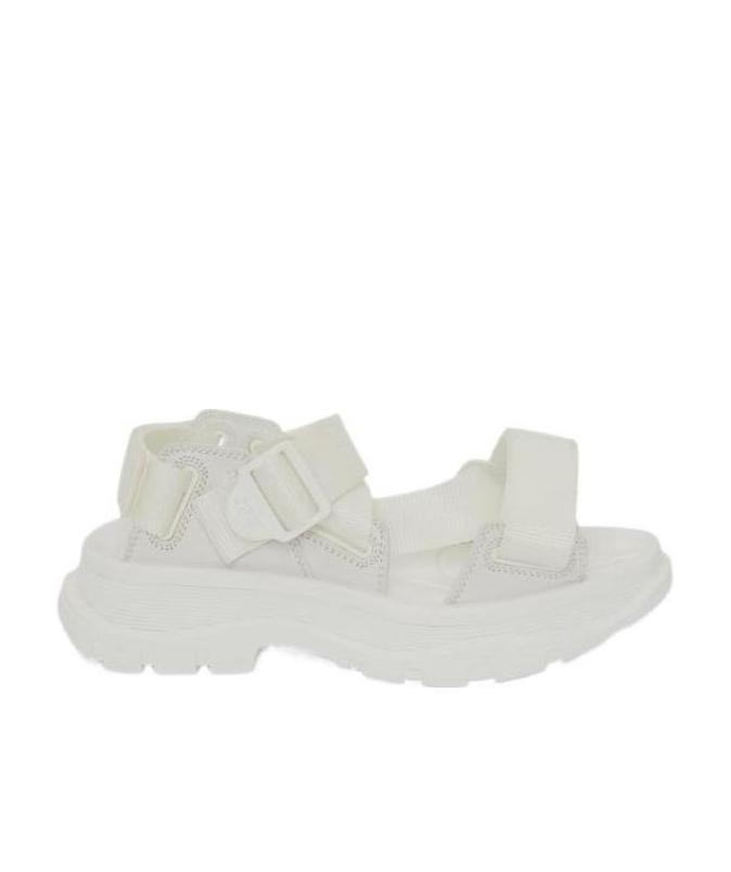 Alexander Mcqueen Tread Leather Sandal In White