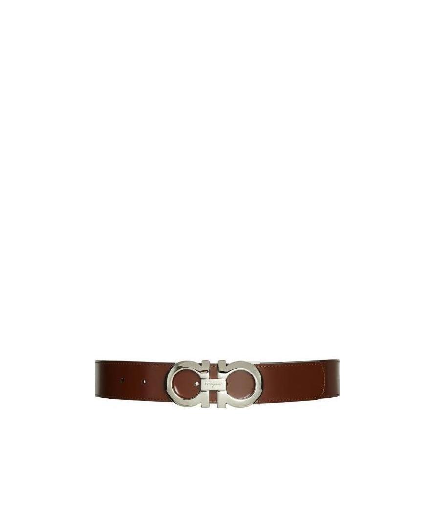 FERRAGAMO LEATHER LOGO PLAQUE BELT