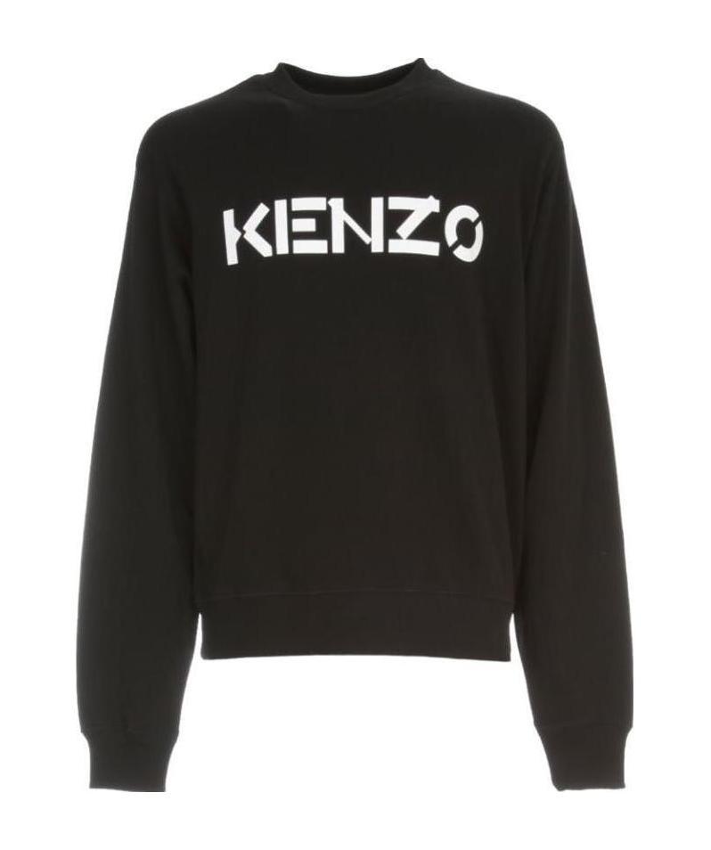 Kenzo Logo Print Crew Neck Sweatshirt In Black