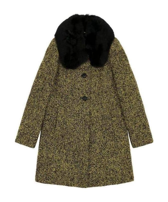 Max Mara Fur Collar Coat In Green