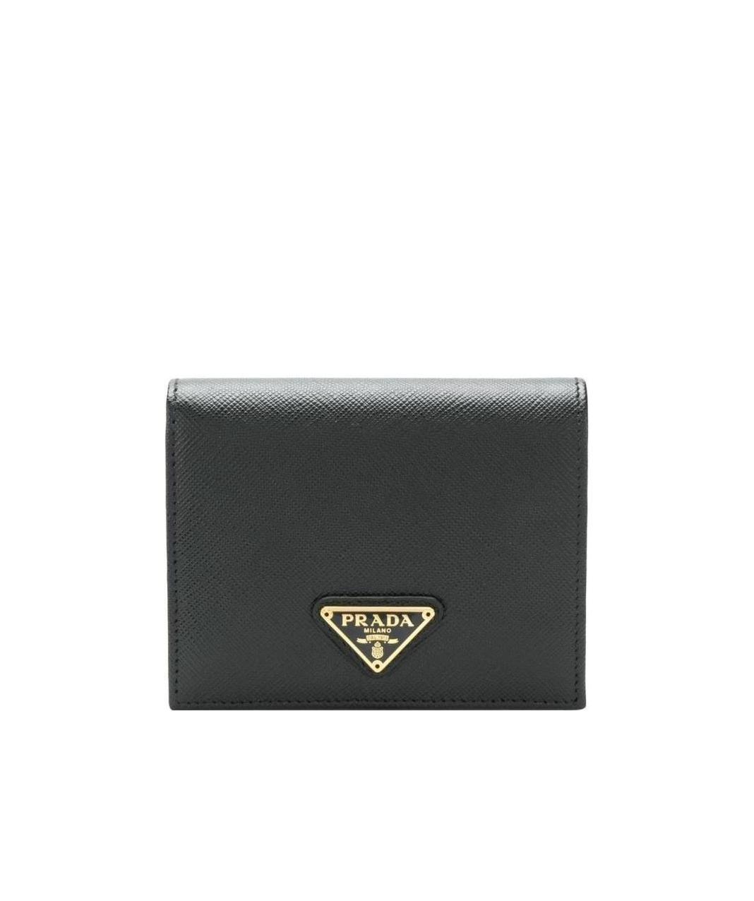 Prada Triangle Logo Leather Wallet In Black