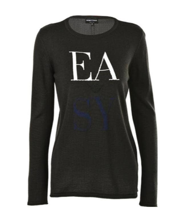 EMPORIO ARMANI DARK GRAY LOGO LONG SWEATER