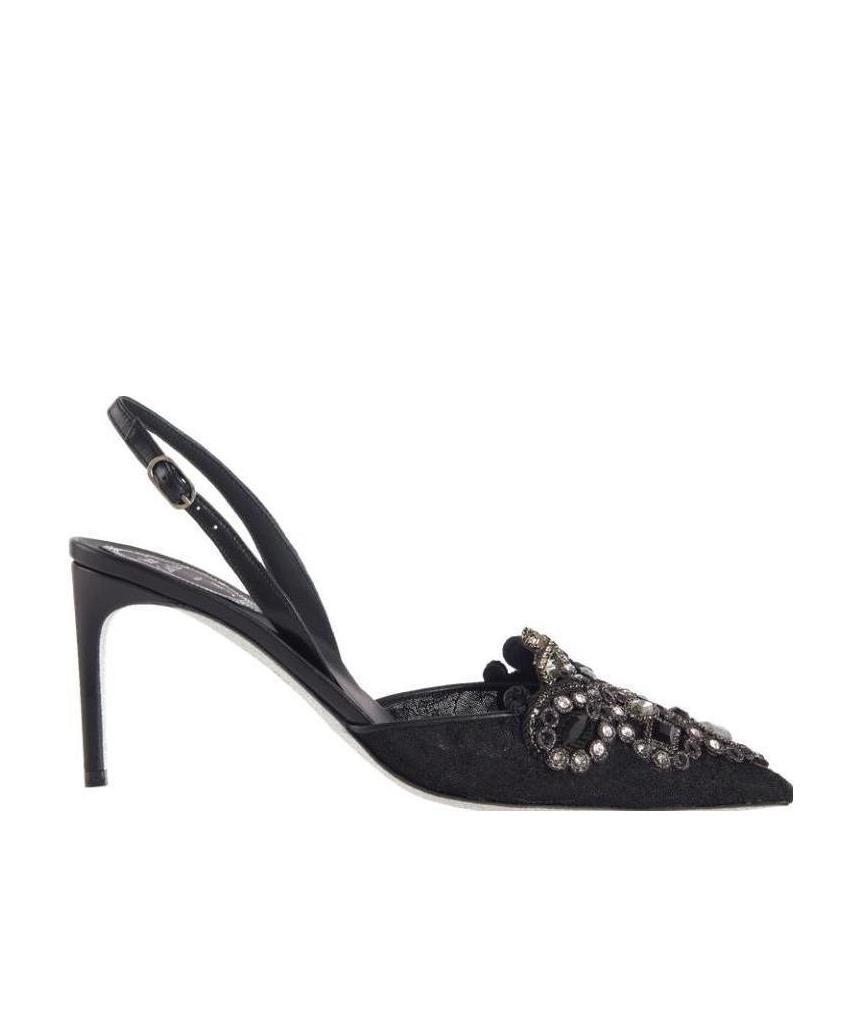 René Caovilla High-heeled Shoes With Diamond Tips In Blue