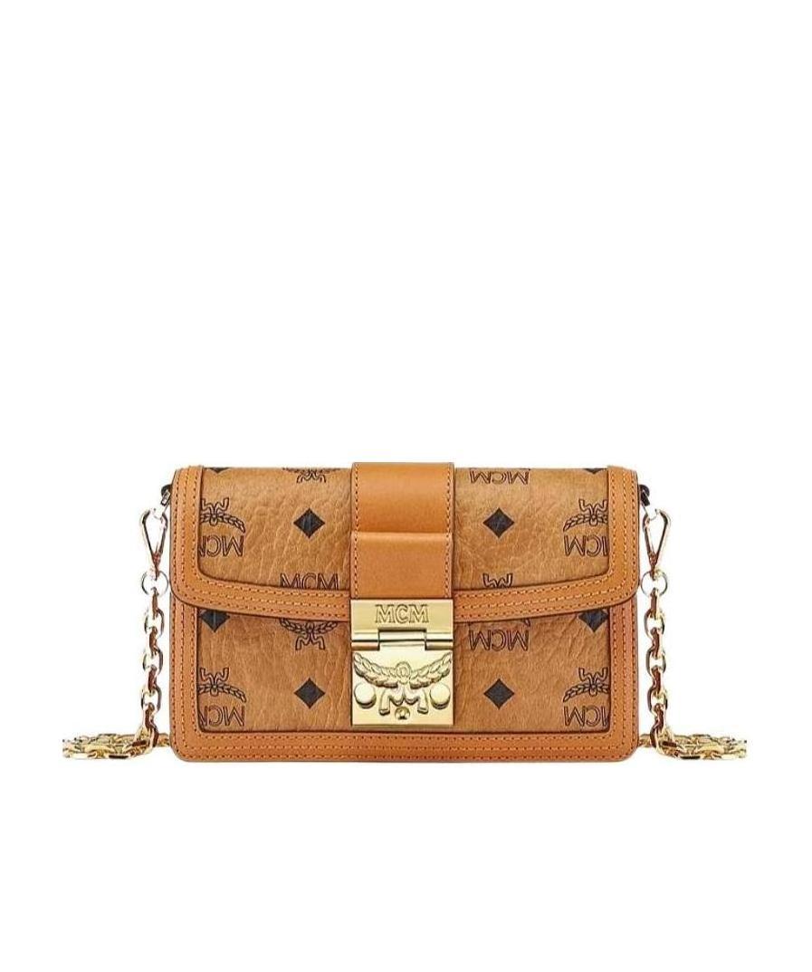 Mcm Mini Tracy Visetos Chain Shoulder Bag In Brown