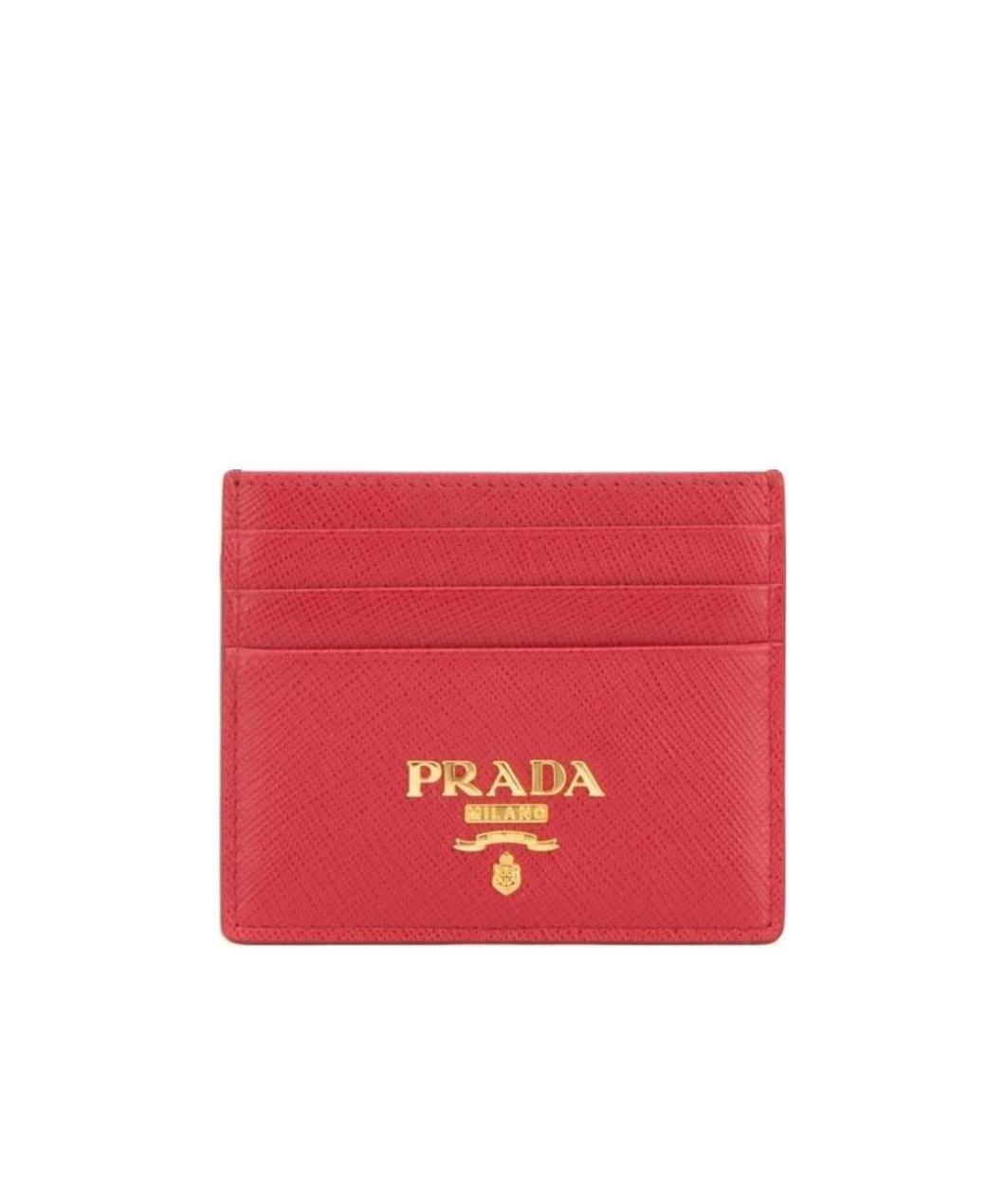 Prada Compact Front Logo Cardholder In Red