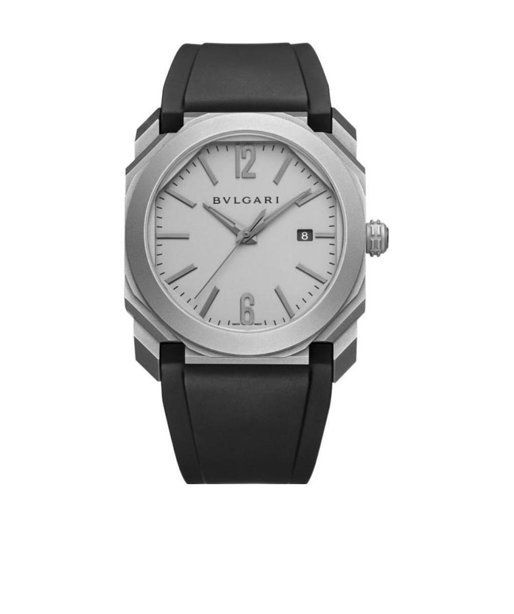 Shop Bvlgari Black Octo Solotempo Series Watch In Gray