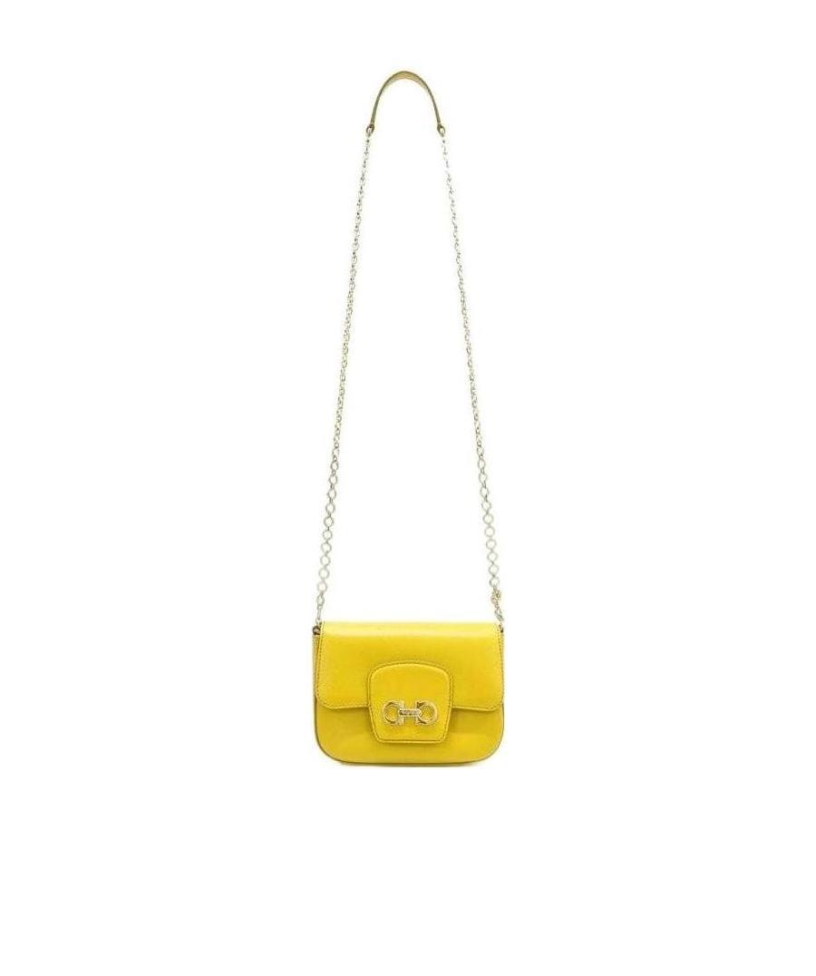 Shop Ferragamo Saffiano Chain Shoulder Bag In Yellow