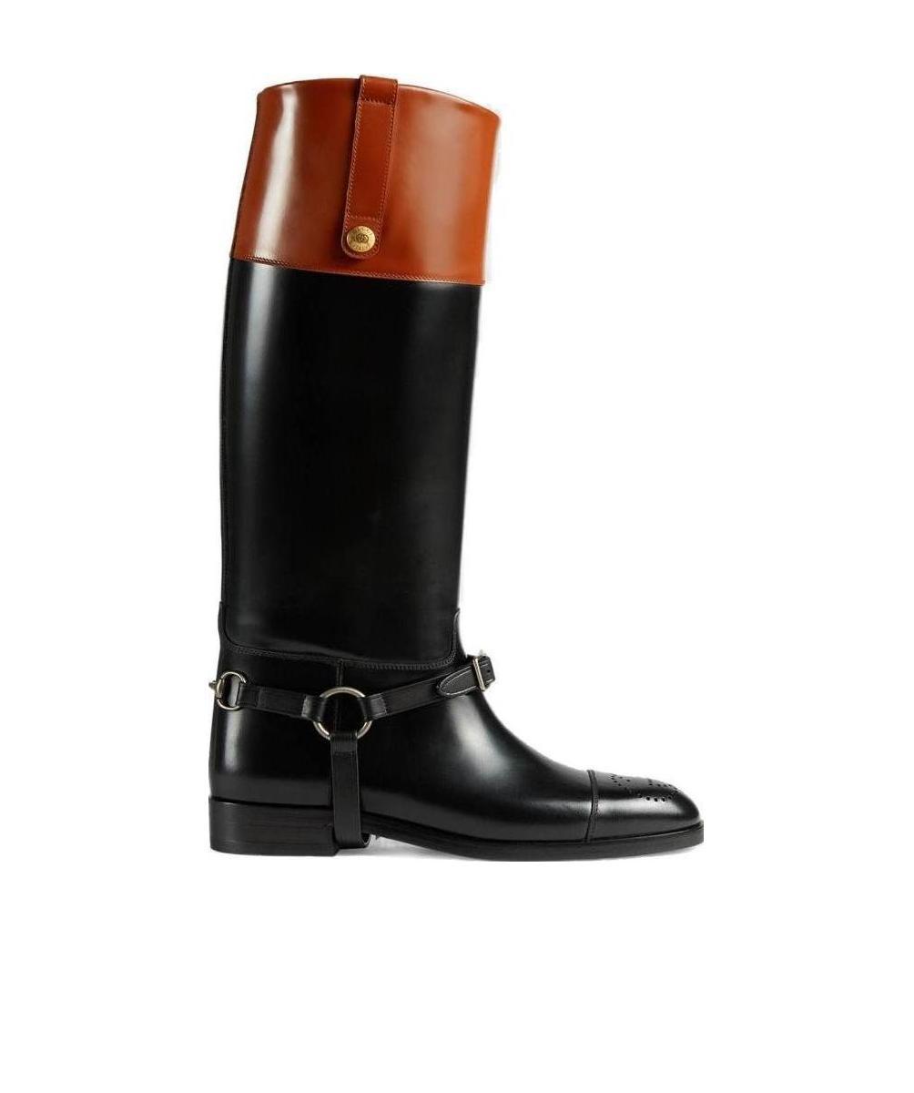 Gucci Black Harness Tall Boots In Black
