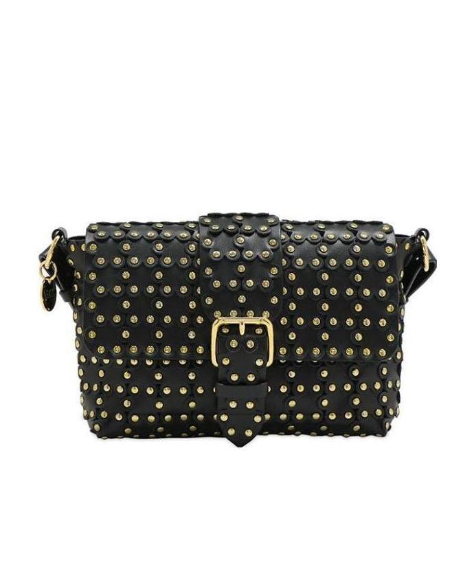 Red Valentino Rivet Inlaid Shoulder Bag In Black