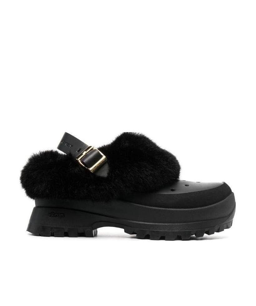 Stella Mccartney Trace Faux-fur Trimmed Mules In Black