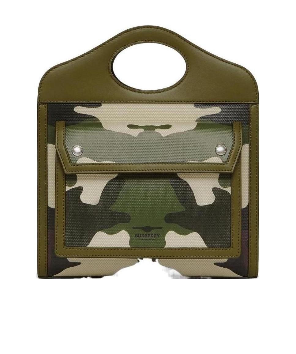 Burberry Mini Camouflage-print Tote Bag In Green