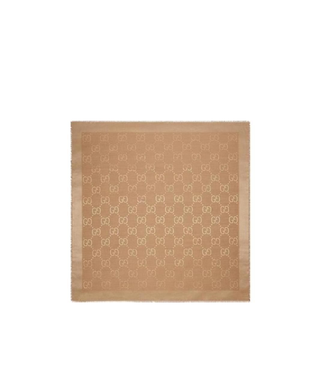 Gucci Gg Jacquard Silk Wool Shawl In Nude