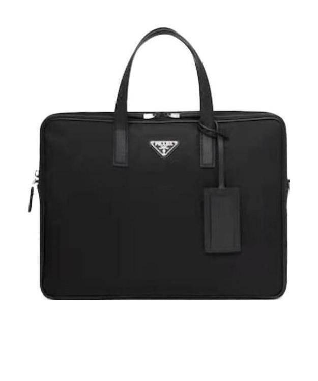 Prada Re-nylon And Saffiano Leather Briefcase In Black