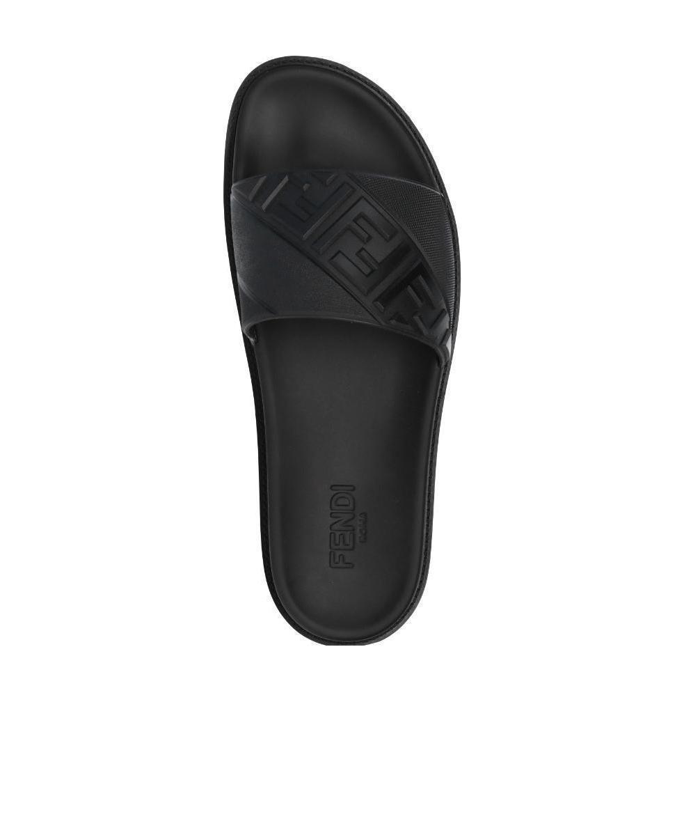 Fendi Ff-motif Slides In Black