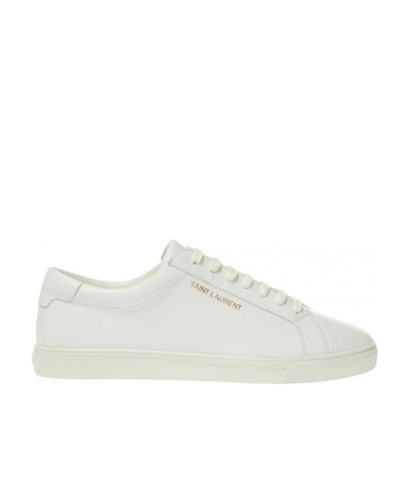 Saint Laurent Andy Low Top Leather Sneakers In White