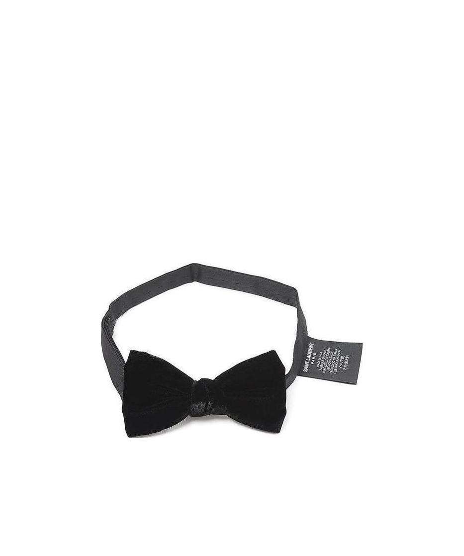 Saint Laurent Velvet Bow Tie In Black