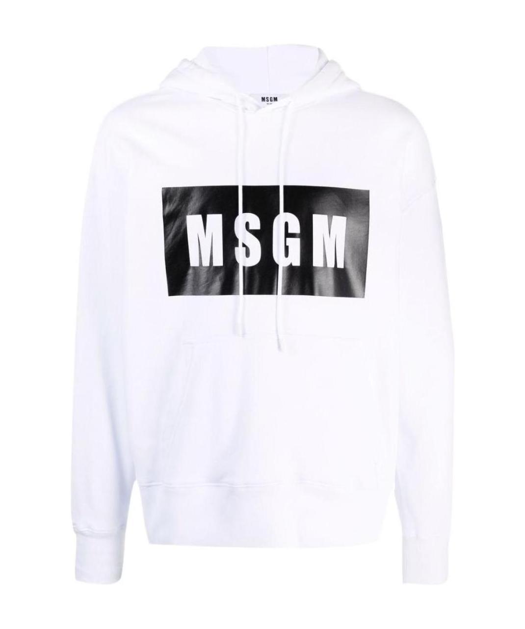 Msgm Logo Print Cotton Hoodie In White